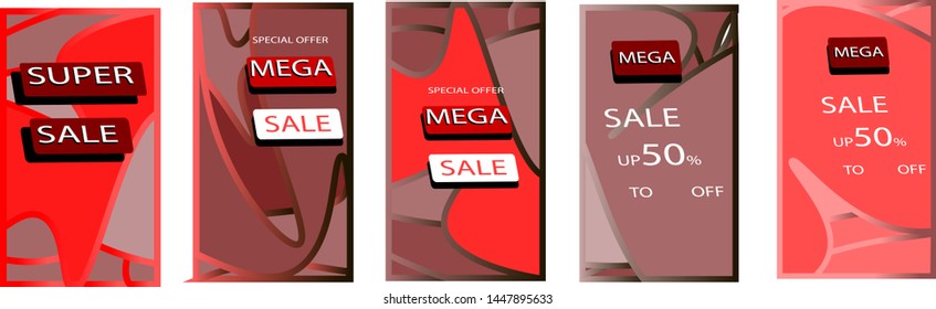 Illustration of a discount banner. Bright sales design. Vector graphics.