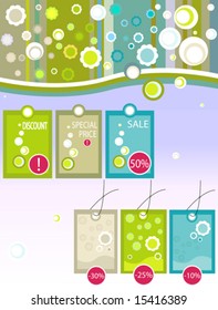 illustration of discount labels with promotional messages