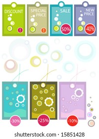 illustration of discount labels with promotional messages