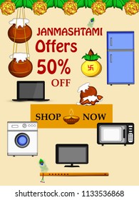 Illustration of Discount offer background for the ocassion of hindu festival Janmashtami