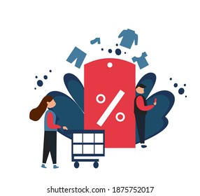 ilustración para descuento con dos compradores,