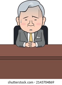 Illustration of a discouraged male senior businessman