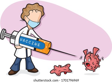 illustration of the discovery of a vaccine from a virus