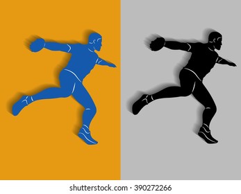 illustration discus thrower. vector silhouette with shadow 