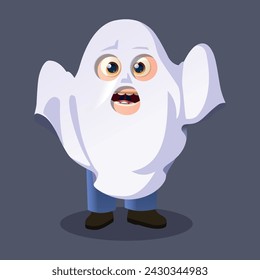 Illustration of a disguised ghost for Halloween