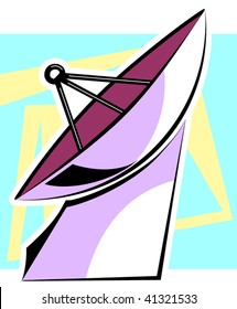 Illustration of dish antenna in a base	