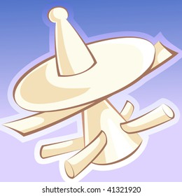 Illustration of dish antenna in blue background	