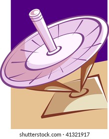 Illustration of dish antenna in violet background	