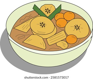 The illustration of the dish called kolak, usually served during Ramadan after iftar.