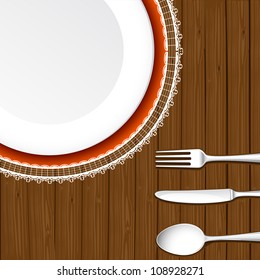 ilustración del plato con cubiertos en la mesa