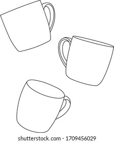 illustration of dishes with a single line