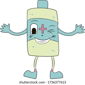 The illustration of a disinfectant in a fun style on white background