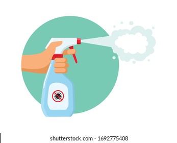Illustration of Disinfectant Spray - Healthcare Prevention vector Flat design.