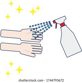 Illustration of disinfecting the palm