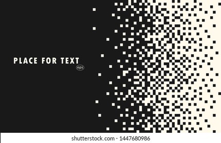 Illustration disintegrates dissolves the pixel pattern  Vector concept technology  Place for text  Monochrome style  Isolated background 
