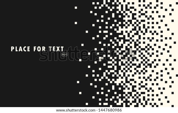 Illustration disintegrates or dissolves on\
the pixel pattern. Vector concept of technology. Place for text.\
Monochrome style. Isolated\
background.
