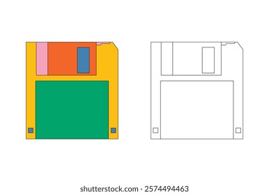 Illustration disk memory retro unique design vibrant with blank background