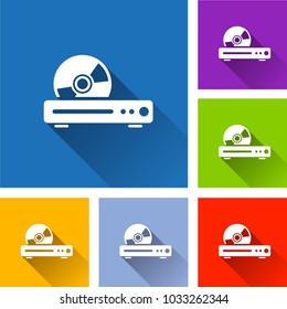 Illustration of disk player icons with shadow