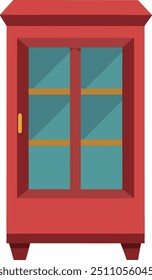 illustration display cabinet flat art design