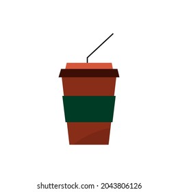 illustration of disposable coffee cup on white background