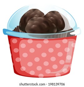 Illustration of a disposable container with foods on a white background