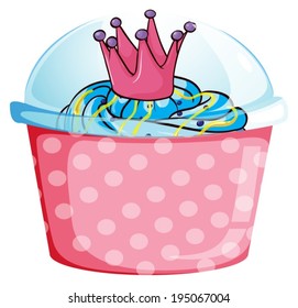Illustration of a disposable cupcake container on a white background
