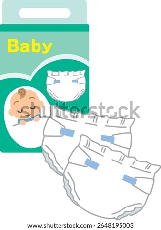 Illustration of disposable diapers in a case