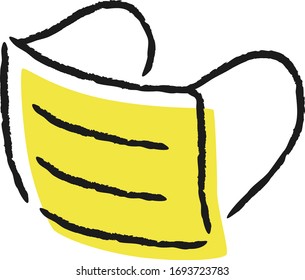 Illustration of a disposable mask used for colds and pollen.