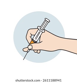 An illustration of a disposable syringe vector containing a vaccine.
