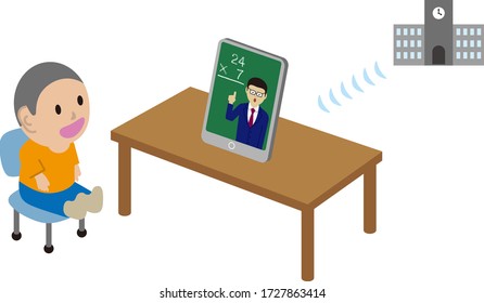 Illustration of distance classroom (Created with vector data)