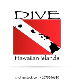 Illustration of a Dive Hawaii scuba diving flag.