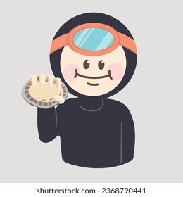 It's an illustration of a diver holding an abalone.
