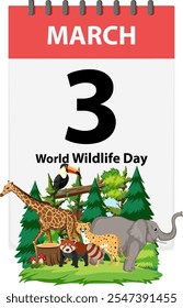 Illustration of diverse animals and forest scenery