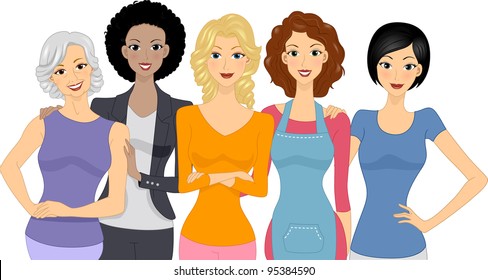 Illustration Of A Diverse Group Of Women