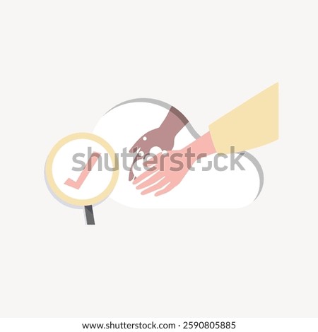 Illustration of diverse hands collaborating, symbolizing teamwork and unity. Features hands of different skin tones, emphasizing diversity and cooperation. Vector illustration.
