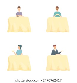 Illustration of diverse individuals focused on work while sitting at desks