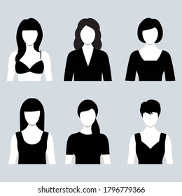 illustration of diverse silhouettes of women on gray background