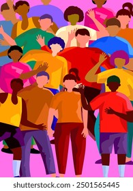 An illustration of diversity people concept of racial equality and anti racism vector design.Multicultural and multiracial society.