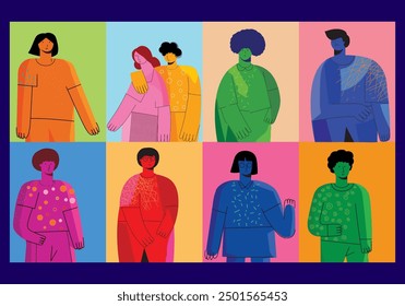 An illustration of diversity people concept of racial equality and anti racism vector design.Multicultural and multiracial society.