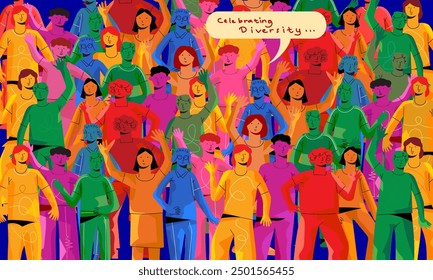 An illustration of diversity people concept of racial equality and anti racism vector design.Multicultural and multiracial society.