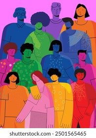 An illustration of diversity people concept of racial equality and anti racism vector design.Multicultural and multiracial society.