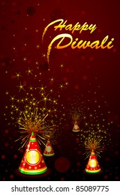illustration of diwali background with colorful firecracker