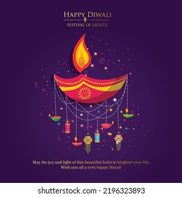 ilustración de Diwali Background para Dipawali, un indio 
festival, cartel vectorial tarjeta de saludo