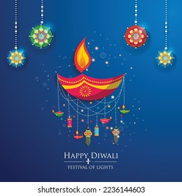 illustration of Diwali background for Dipawali, an Indian 
festival, vector banner poster greeting card