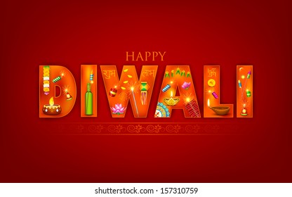 illustration of Diwali background with puja object