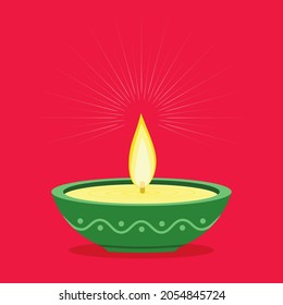 Illustration of Diwali Diya or Oil Lamp | Indian Lamp used in all auspicious occasions