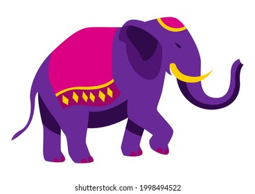 Illustration of Diwali elephant. Deepavali or dipavali festival of lights.