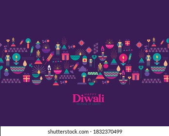 Illustration Of Diwali Festival With Creative Diwali Icon Design Design And Elements