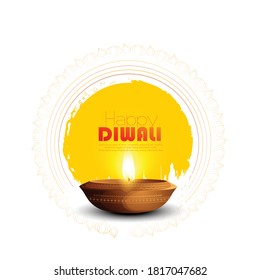 illustration of Diwali festival with stylish beautiful oil lamp and Diwali elements with background