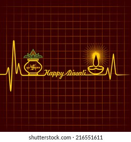 Illustration of diwali greeting background with heartbeat